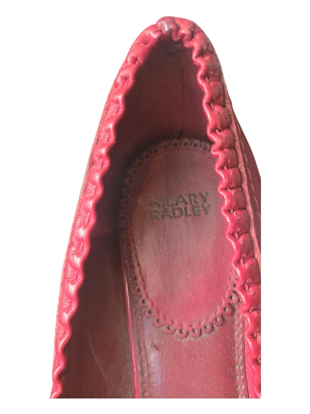 Hilary Radley Red Braided Leather Pumps with Ruffles & Bow - Picture 4 of 12